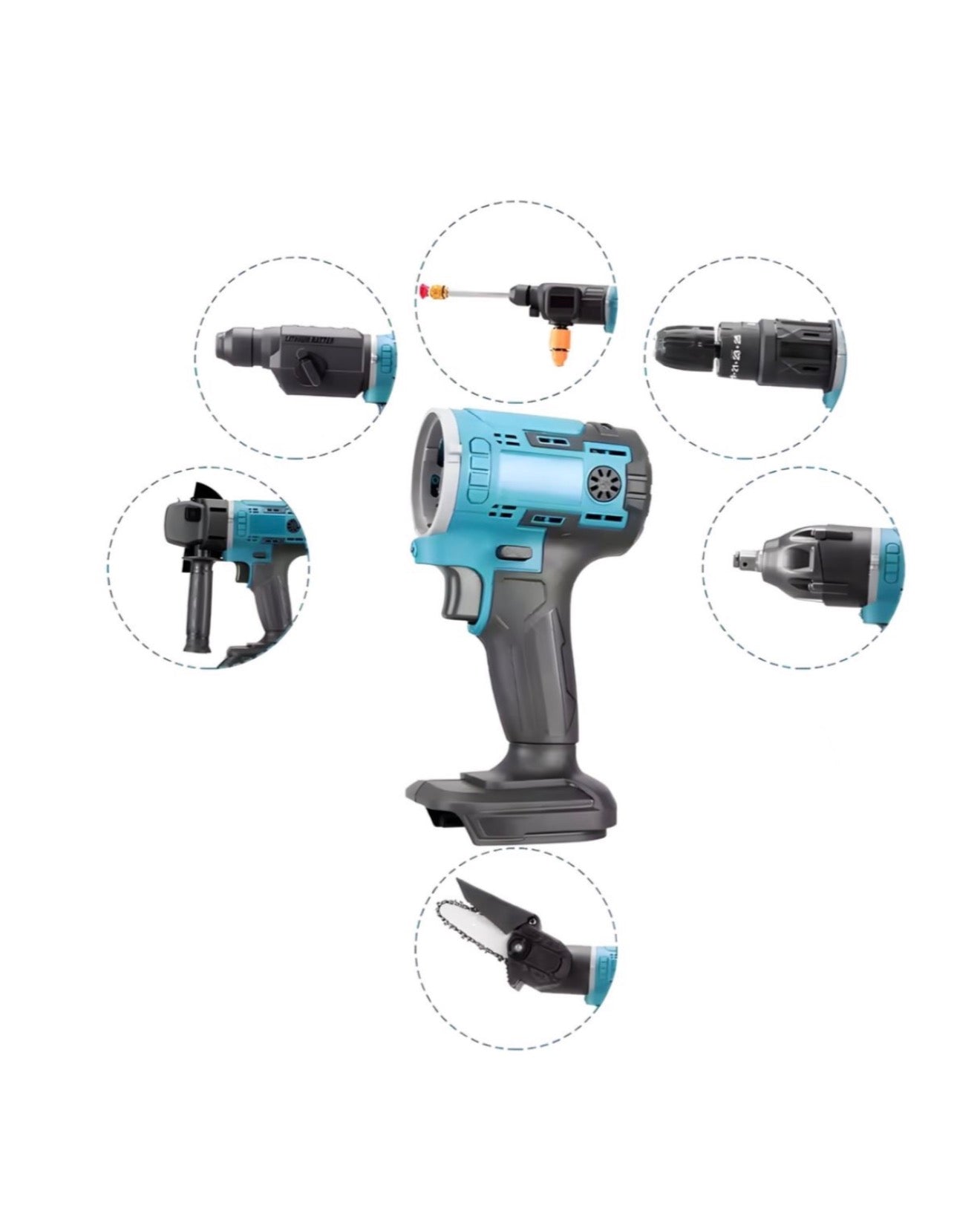 22 Piece 6-In-1 Cordless Interchangeable Tool Set Combo With Case & Work Gloves