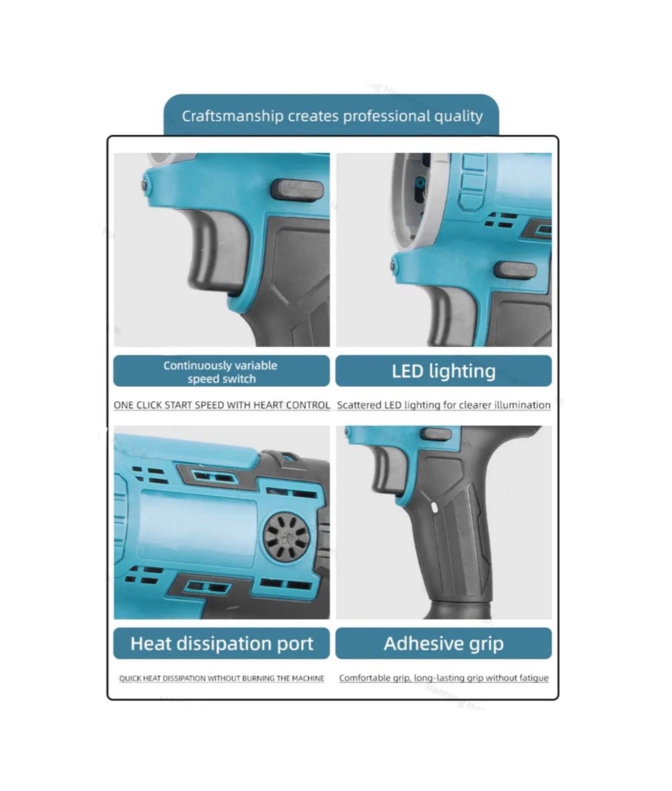 22 Piece 6-In-1 Cordless Interchangeable Tool Set Combo With Case & Work Gloves